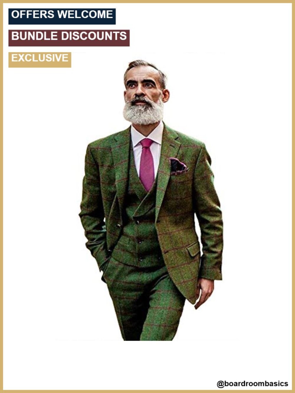 Plaid Tweed Wool Blend 3 Piece Slim Fit Suit Set Jacket Vest Pants Wedding